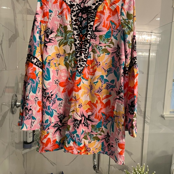 Nanette Lepore swim cover up or top size large bo ho hippy style festive cute - Picture 12 of 13